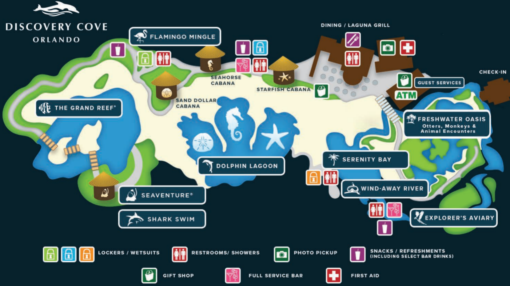 Mapa Discovery Cove SeaWorld Parks
